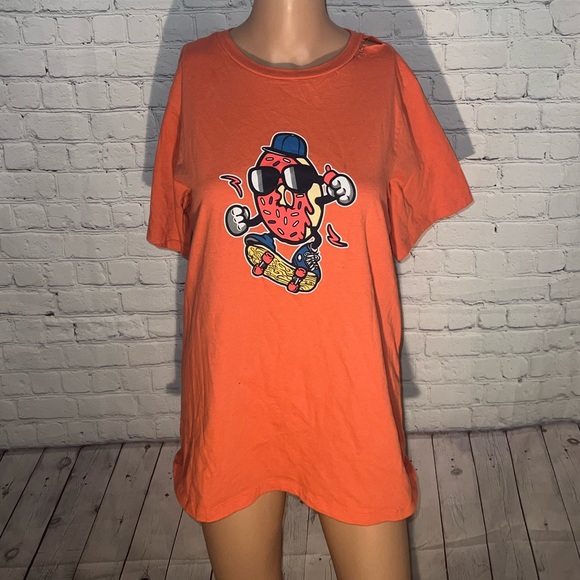 ZELOS Tops - Zelos Orange & Blue Skateboard Donut shirt size XL